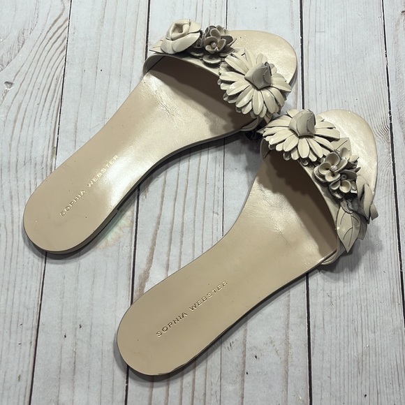 Sophia Webster Tan Floral & Beads Toe Sandals Size 7 - Picture 4 of 12